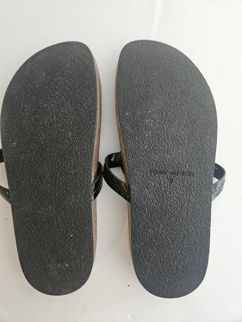 Tory Burch Black Miller Logo Thong Sandals 9